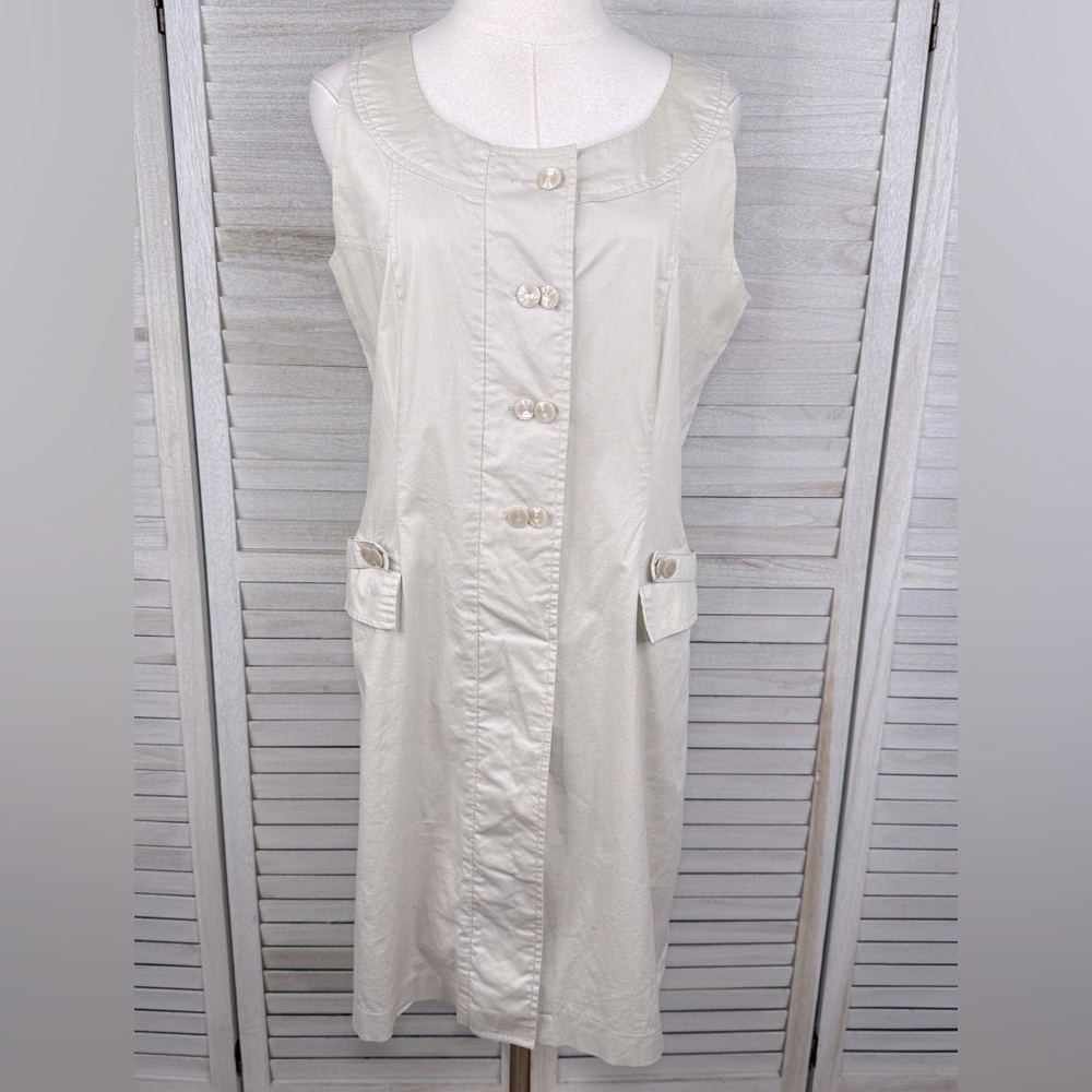 HOPE & HONEY Sleeveless Shift Dress with Pockets Beige-12